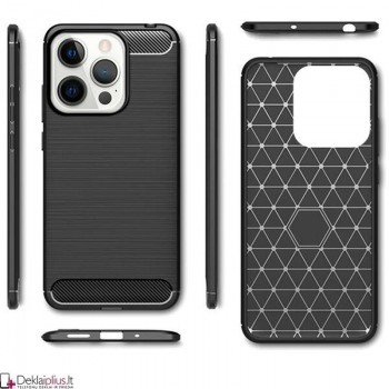 Carbon guminis dėklas - juodas (Apple Iphone 15 Pro Max) Carbon guminis dėklas - juodas (Apple Iphone 15 Pro Max)